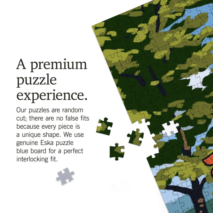 Signpost, Lake and Flowers, Jigsaw Puzzle Puzzle Lantern Press 