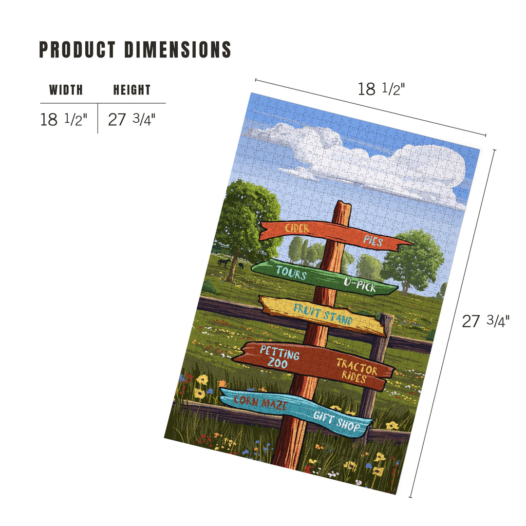 Signpost, Orchard, Jigsaw Puzzle Puzzle Lantern Press 