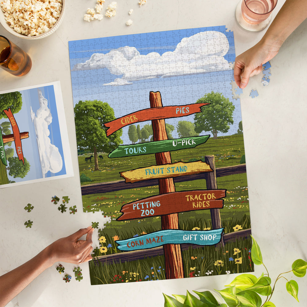 Signpost, Orchard, Jigsaw Puzzle Puzzle Lantern Press 