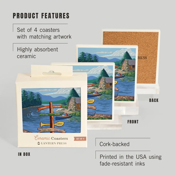 Signpost, River, Coasters Coasters Lantern Press 