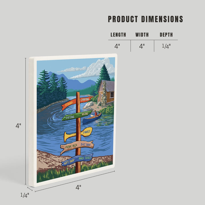 Signpost, River, Coasters Coasters Lantern Press 