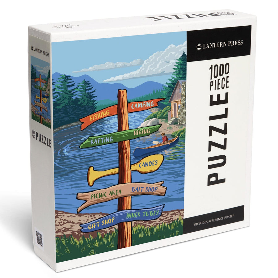 Signpost, River, Jigsaw Puzzle Puzzle Lantern Press 