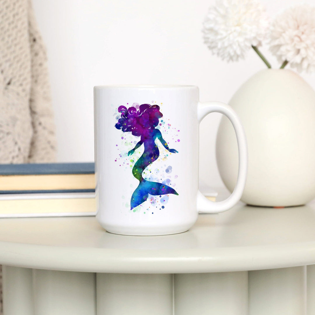 Silhouette Mermaid, Purple, Ceramic Mug Mugs Lantern Press 