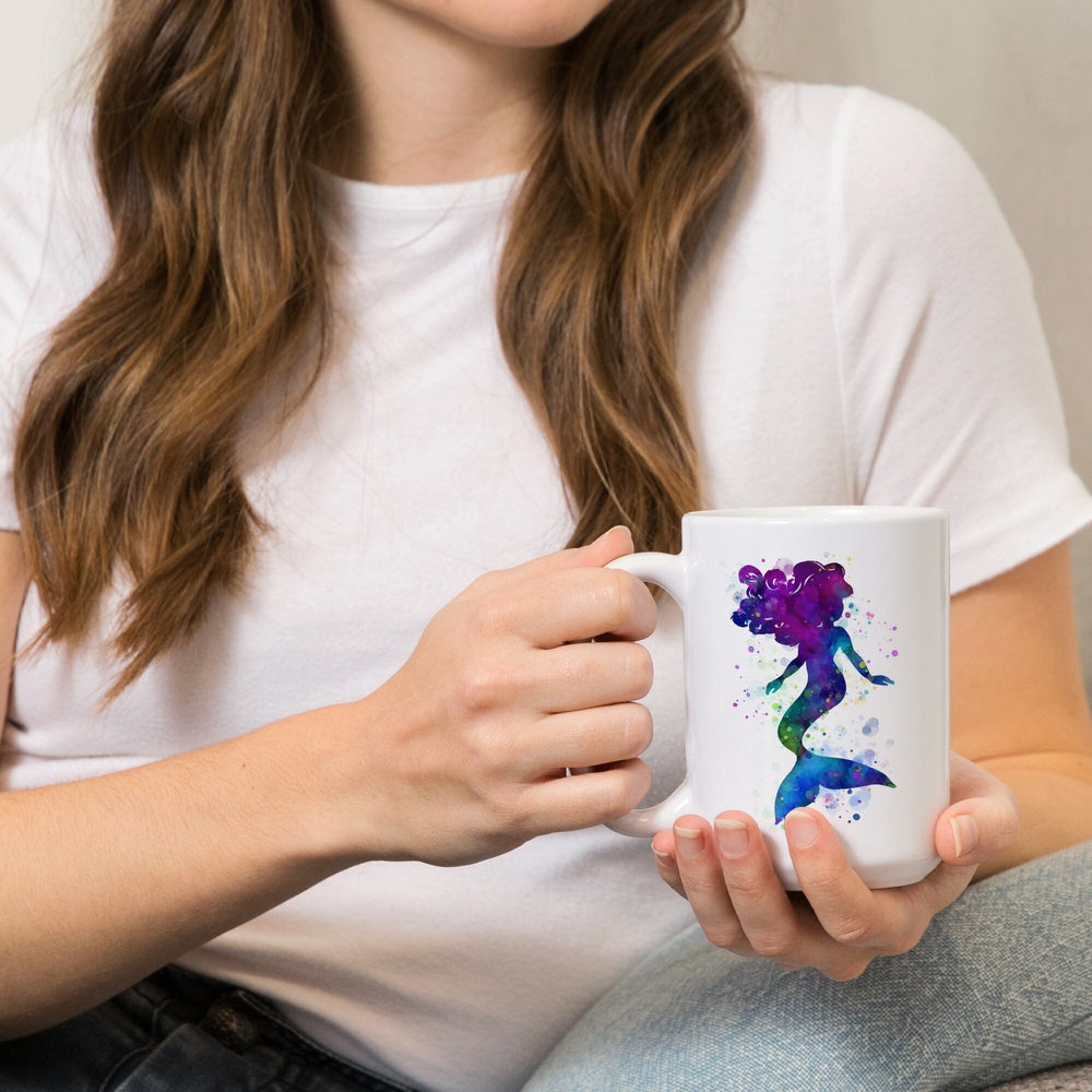 Silhouette Mermaid, Purple, Ceramic Mug Mugs Lantern Press 
