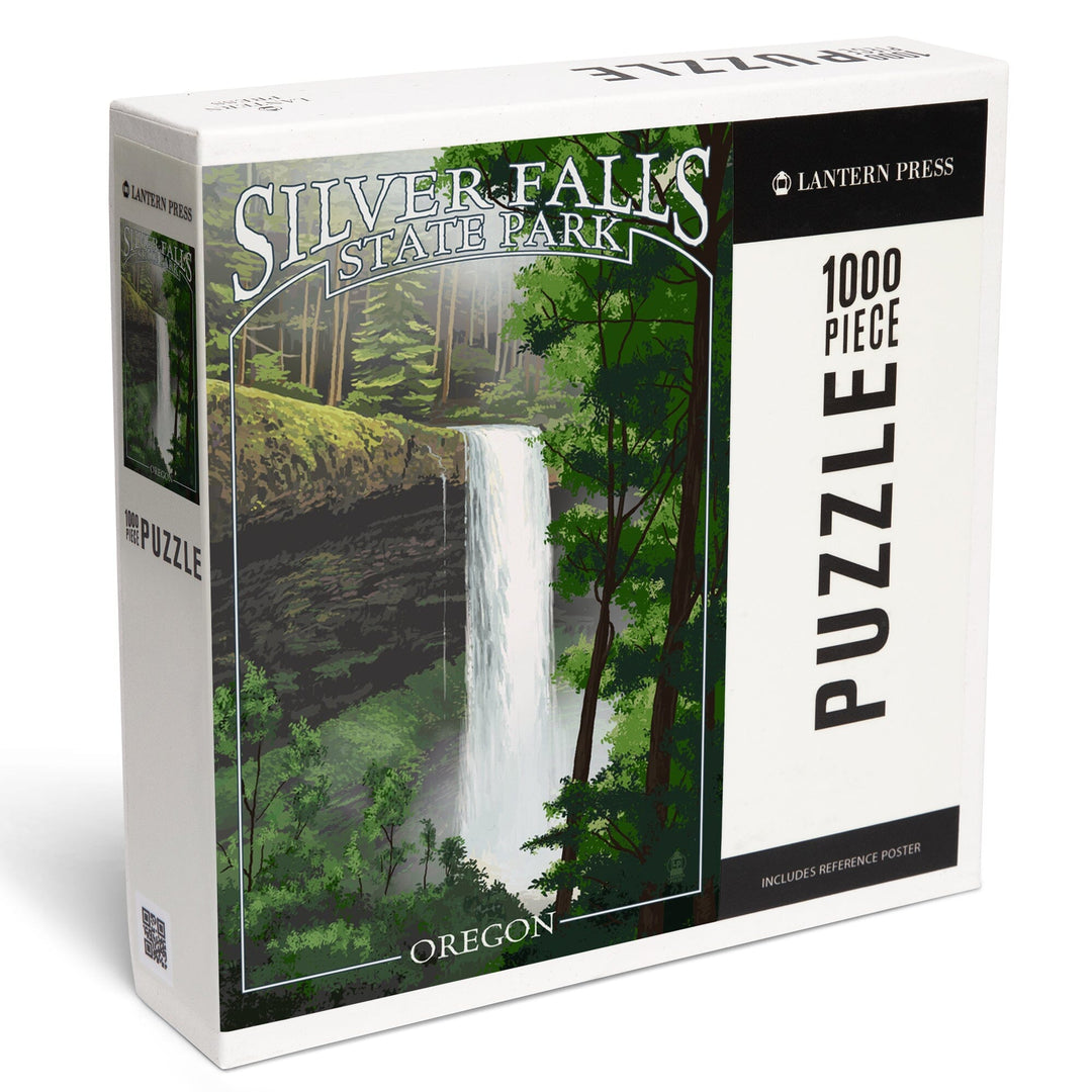 Silver Falls State Park, Oregon, South Falls, Jigsaw Puzzle Puzzle Lantern Press 