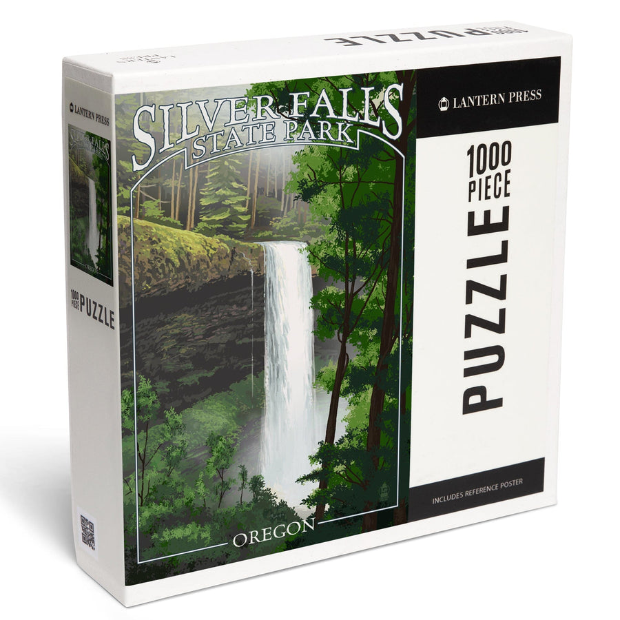 Silver Falls State Park, Oregon, South Falls, Jigsaw Puzzle Puzzle Lantern Press 