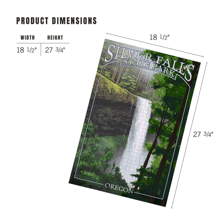 Silver Falls State Park, Oregon, South Falls, Jigsaw Puzzle Puzzle Lantern Press 