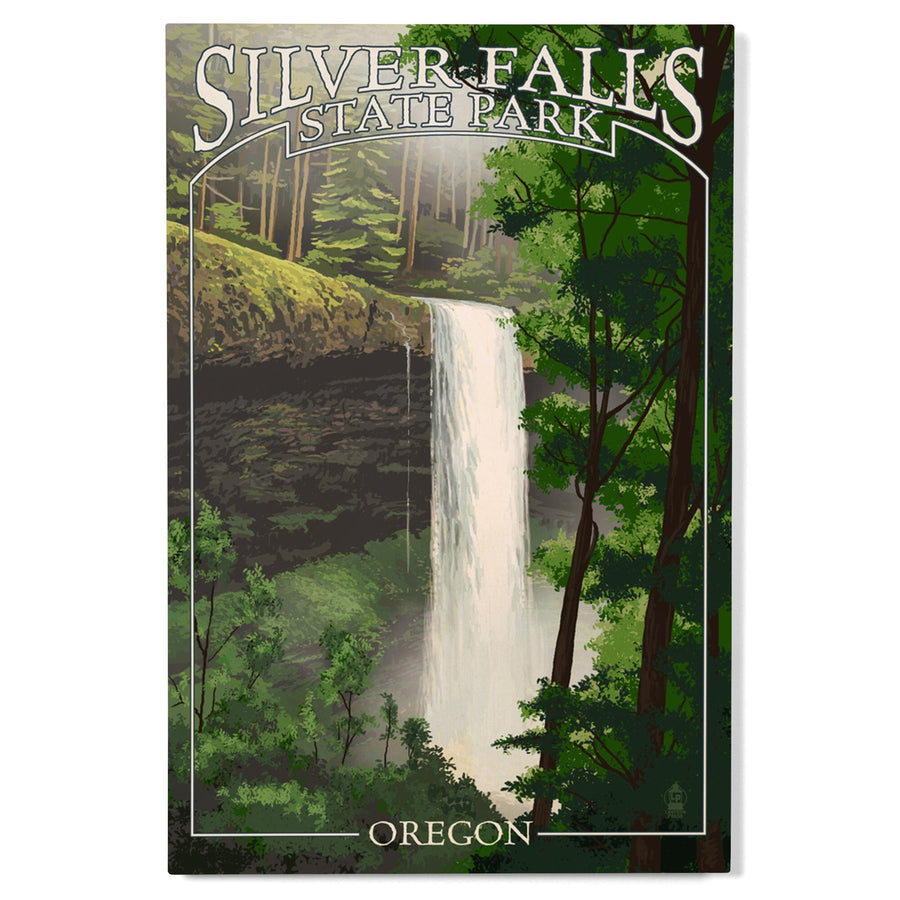 Silver Falls State Park, Oregon, South Falls, Lantern Press Artwork, Wood Signs and Postcards Wood Lantern Press 