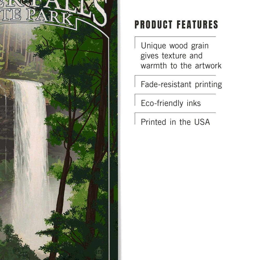 Silver Falls State Park, Oregon, South Falls, Lantern Press Artwork, Wood Signs and Postcards Wood Lantern Press 