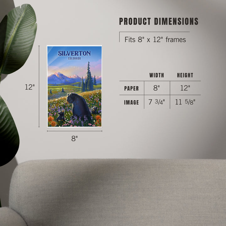 Silverton, Colorado, Lithograph, Bear Family in Field, Art & Giclee Prints Art Lantern Press 