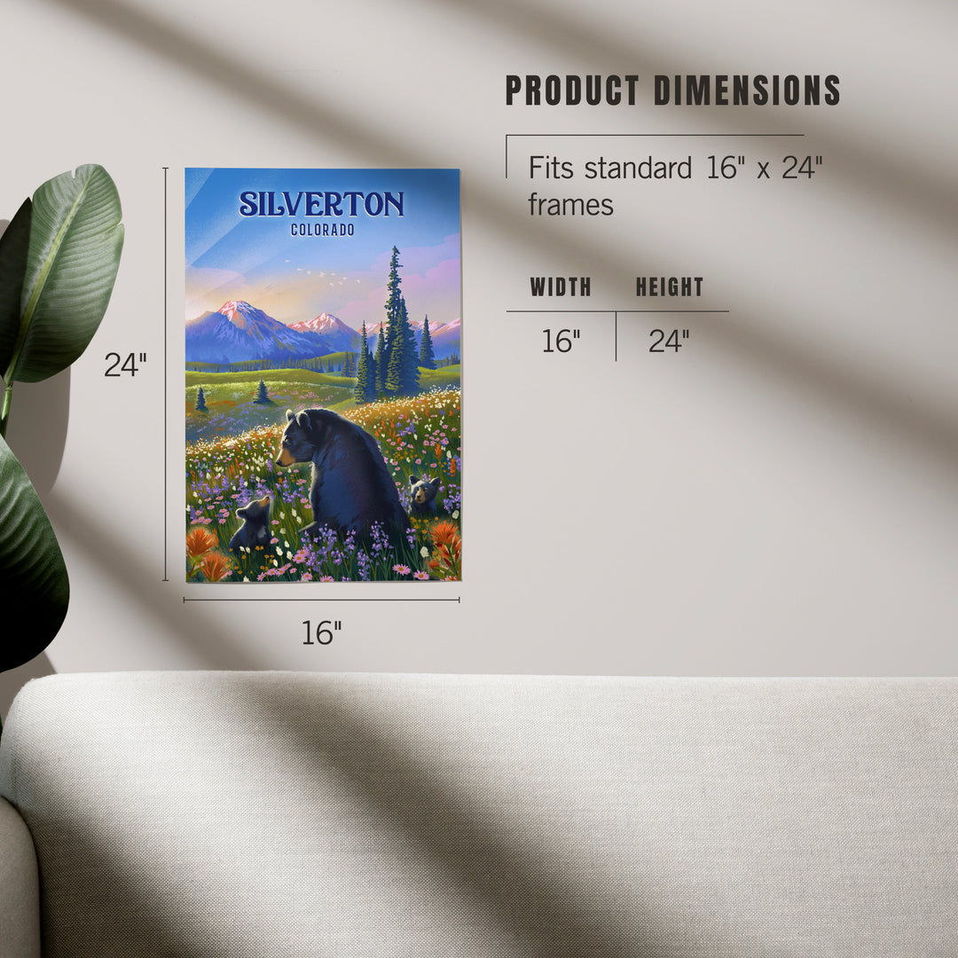 Silverton, Colorado, Lithograph, Bear Family in Field, Art & Giclee Prints Art Lantern Press 