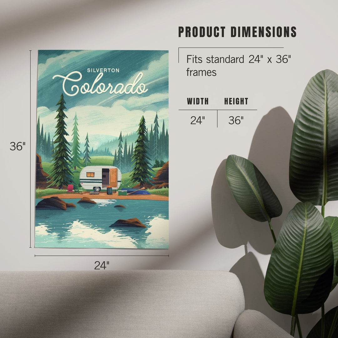 Silverton, Colorado, Outdoor Activity, At Home Anywhere, Camper in Evergreens, Art & Giclee Prints Art Lantern Press 