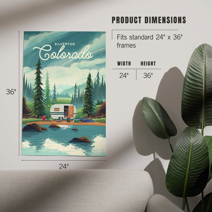 Silverton, Colorado, Outdoor Activity, At Home Anywhere, Camper in Evergreens, Art & Giclee Prints Art Lantern Press 