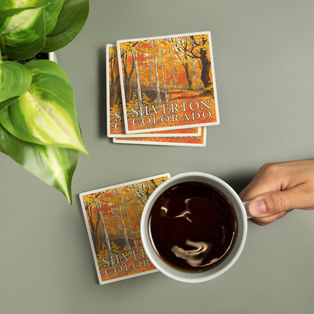 Silverton, Colorado, Painterly, Fall Colors Scene, Coasters Coasters Lantern Press 