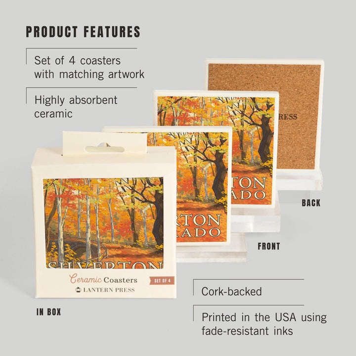 Silverton, Colorado, Painterly, Fall Colors Scene, Coasters Coasters Lantern Press 