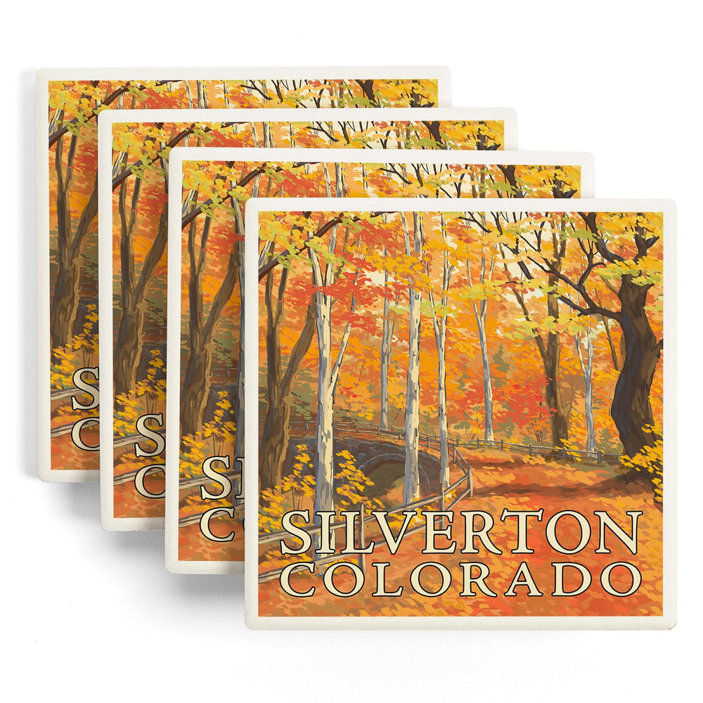 Silverton, Colorado, Painterly, Fall Colors Scene, Coasters Coasters Lantern Press 