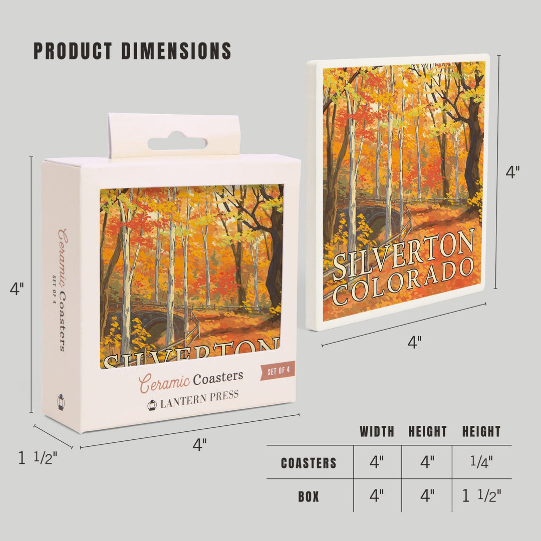 Silverton, Colorado, Painterly, Fall Colors Scene, Coasters Coasters Lantern Press 