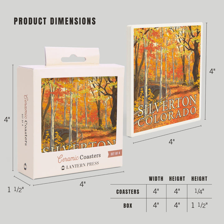 Silverton, Colorado, Painterly, Fall Colors Scene, Coasters Coasters Lantern Press 