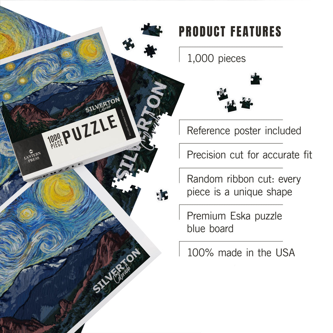 Silverton, Colorado, Pikes Peak, Starry Night, Jigsaw Puzzle Puzzle Lantern Press 