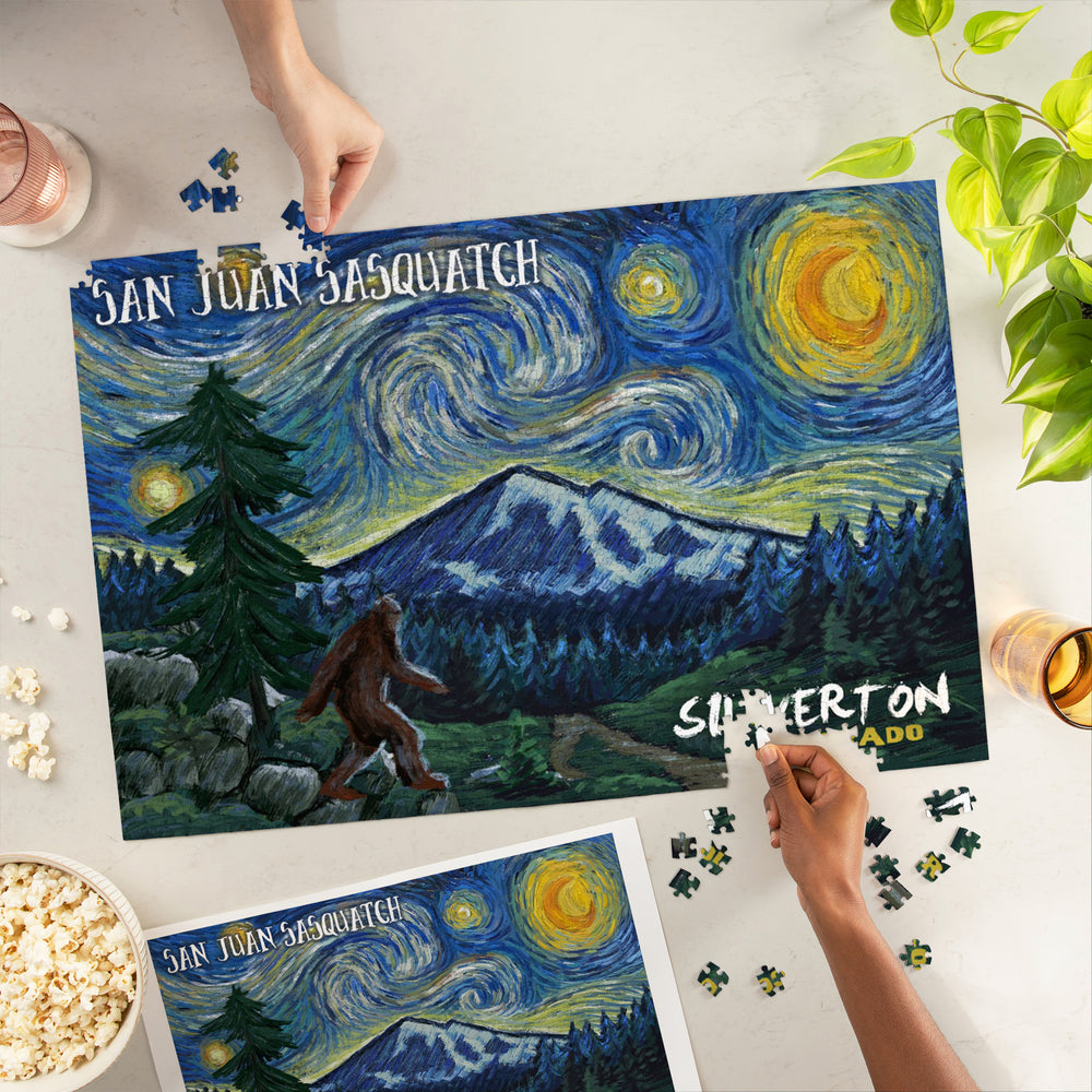 Silverton, Colorado, San Juan Sasquatch, Starry Night, Jigsaw Puzzle Puzzle Lantern Press 