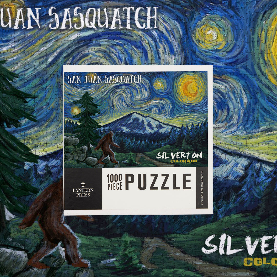 Silverton, Colorado, San Juan Sasquatch, Starry Night, Jigsaw Puzzle Puzzle Lantern Press 