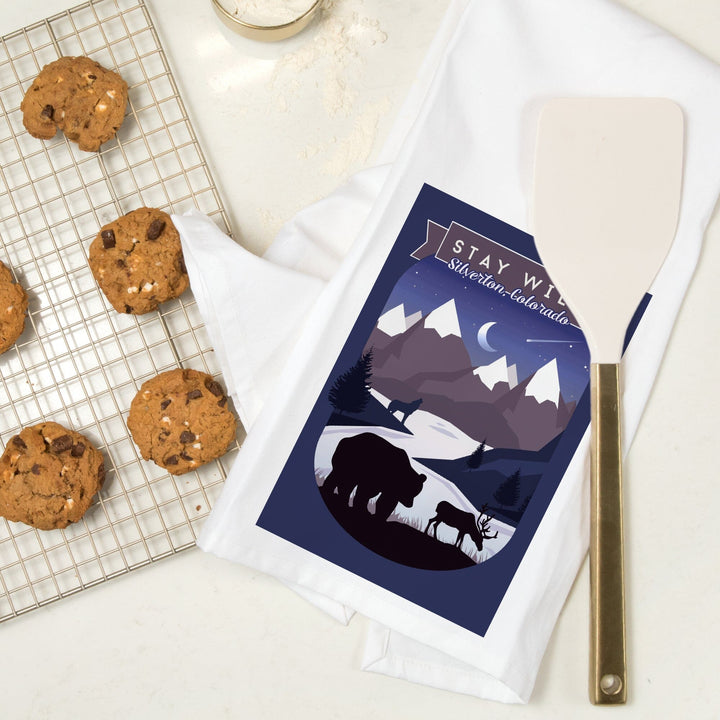 Silverton, Colorado, Stay Wild, Bear and Mountain Silhouette, Contour, Jigsaw Puzzle Kitchen Lantern Press 