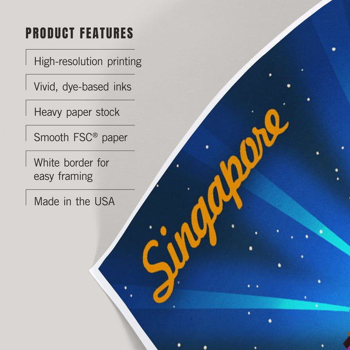 Singapore, Retro Skyline, Art & Giclee Prints Art Lantern Press 
