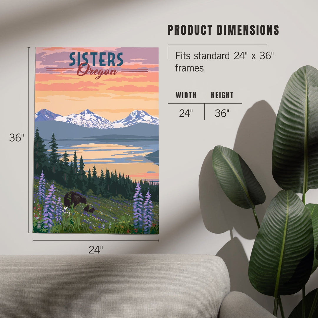 Sisters, Oregon, Bear and Spring Flowers, Art & Giclee Prints Art Lantern Press 