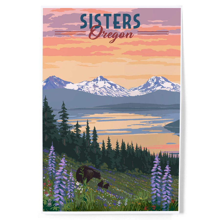 Sisters, Oregon, Bear and Spring Flowers, Art & Giclee Prints Art Lantern Press 