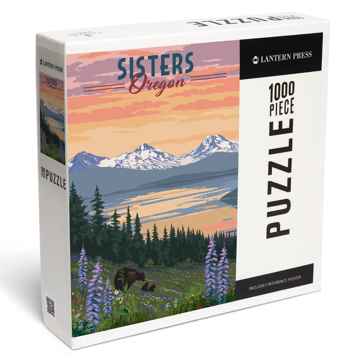 Sisters, Oregon, Bear and Spring Flowers, Jigsaw Puzzle Puzzle Lantern Press 