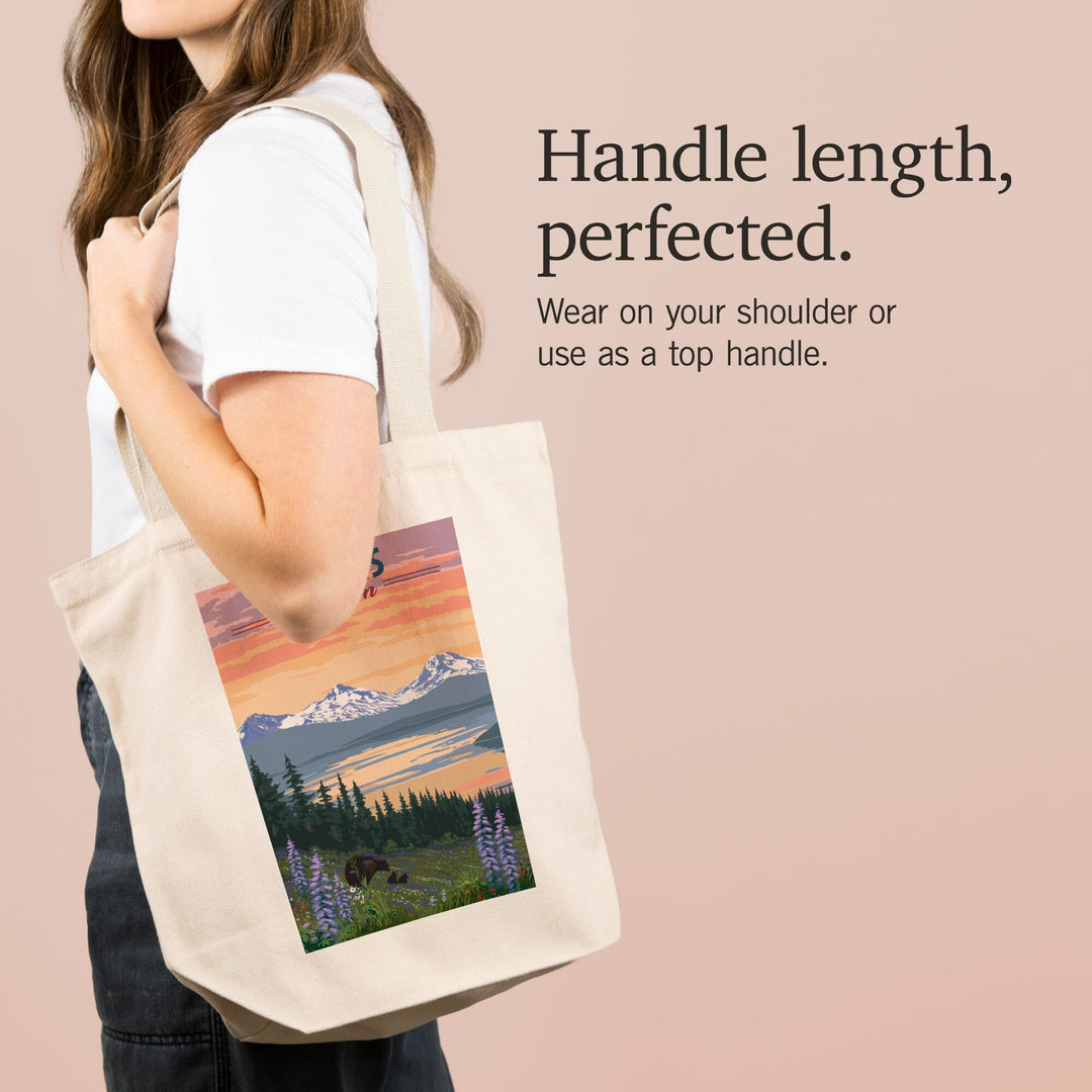 Sisters, Oregon, Bear and Spring Flowers, Tote Bag Totes Lantern Press 