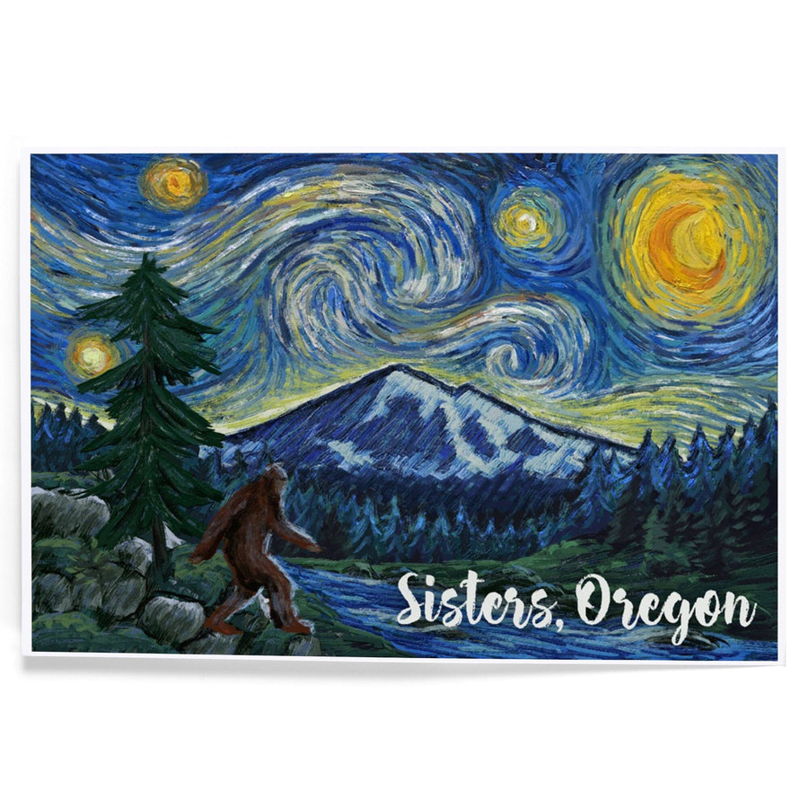 Sisters, Oregon, Bigfoot, Starry NIght, Art & Giclee Prints Art Lantern Press 