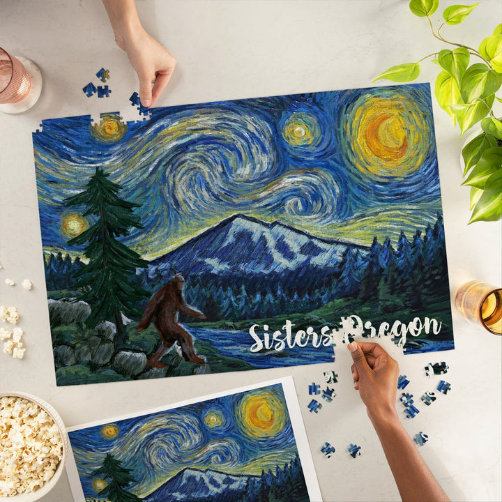 Sisters, Oregon, Bigfoot, Starry NIght, Jigsaw Puzzle Puzzle Lantern Press 