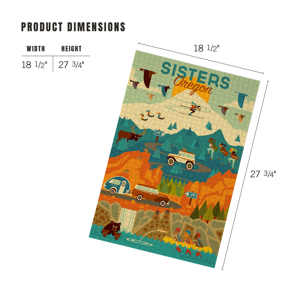 Sisters, Oregon, Geometric, Jigsaw Puzzle Puzzle Lantern Press 