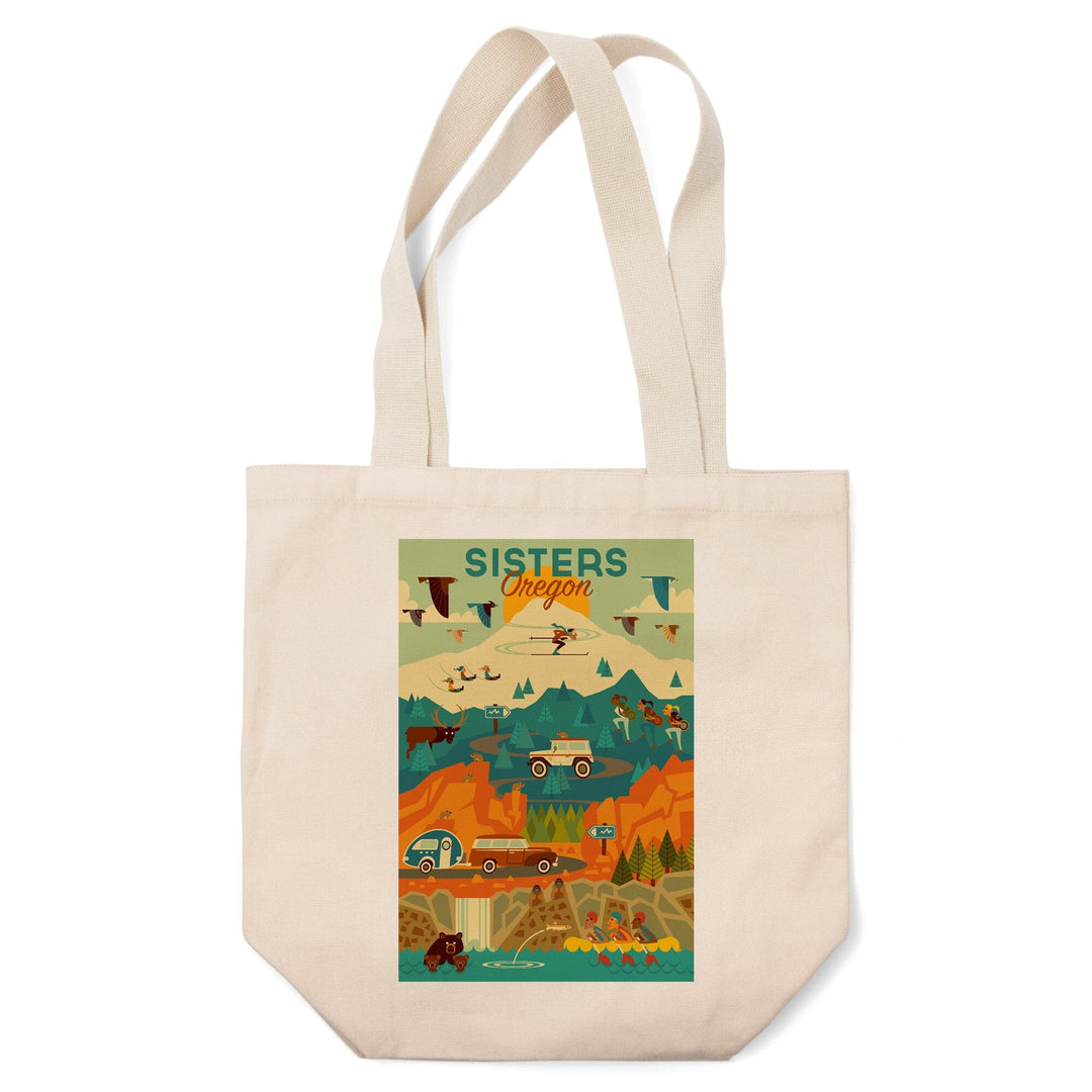 Sisters, Oregon, Geometric, Tote Bag Totes Lantern Press 