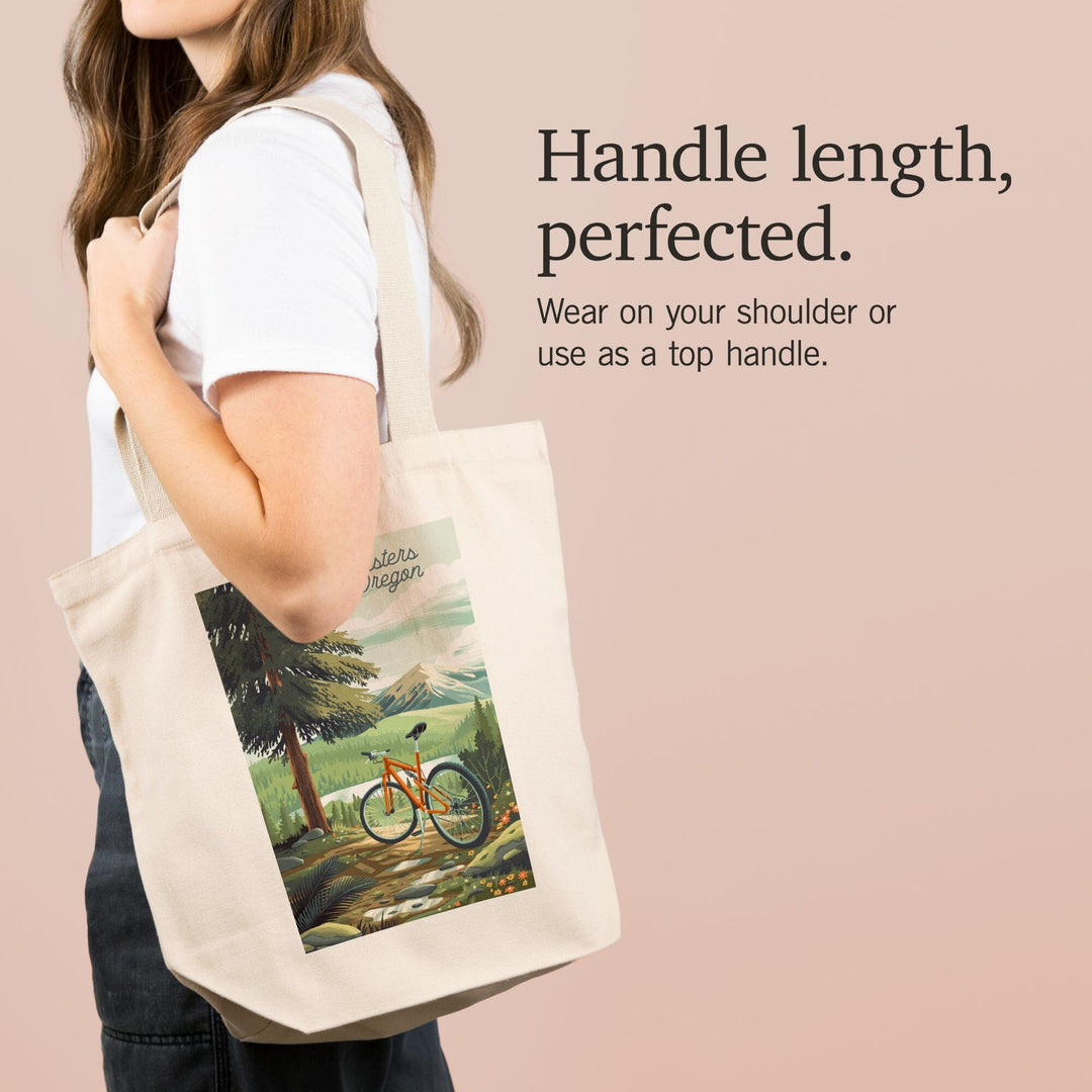 Sisters, Oregon, Off To Wander, Cycling with Mountains, Tote Bag Totes Lantern Press 