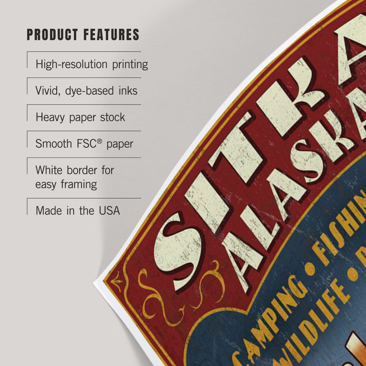 Sitka, Alaska, Black Bear Family Vintage Sign, Art & Giclee Prints Art Lantern Press 