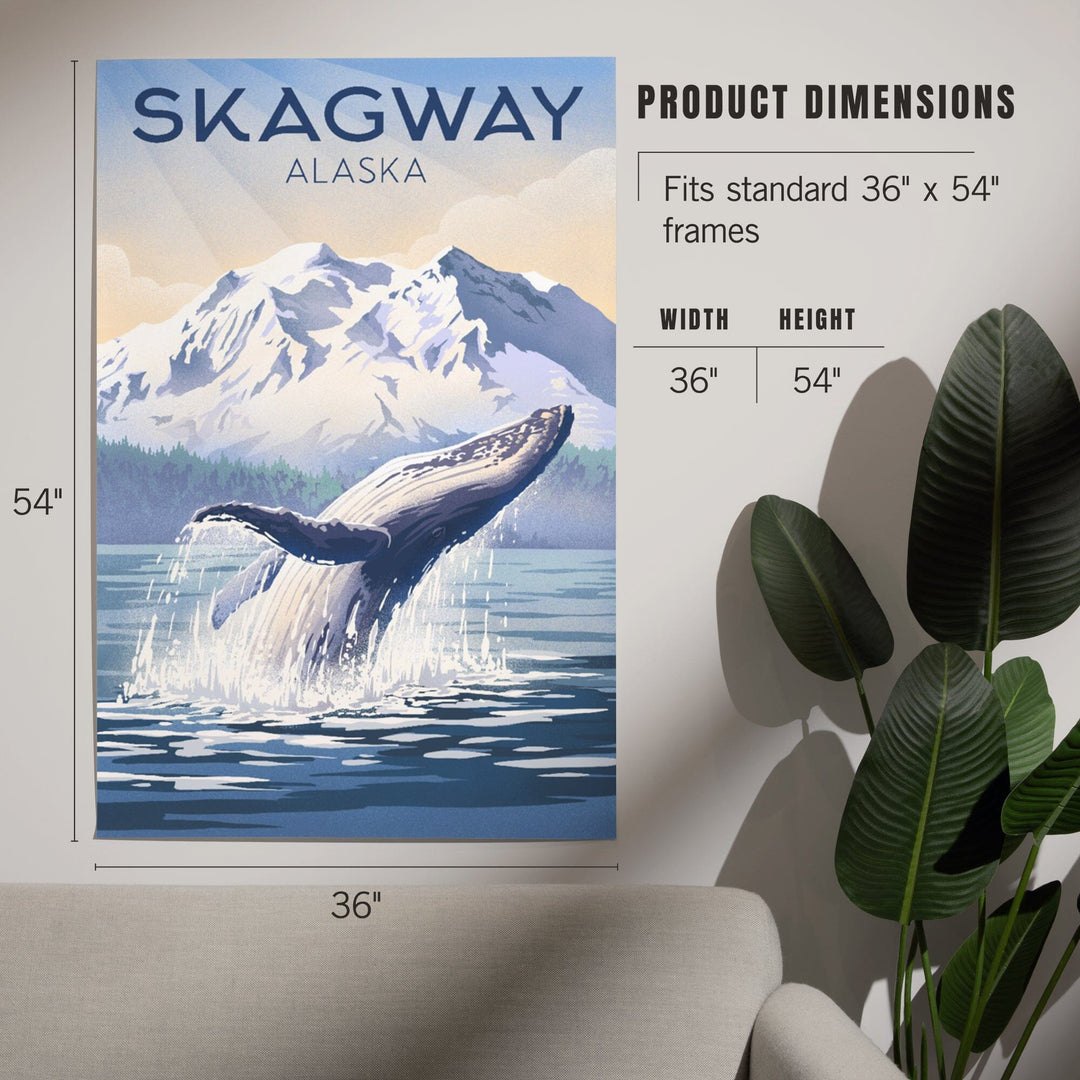 Skagway, Alaska, Lithograph, Breaching Humpback Whale, Art & Giclee Prints Art Lantern Press 