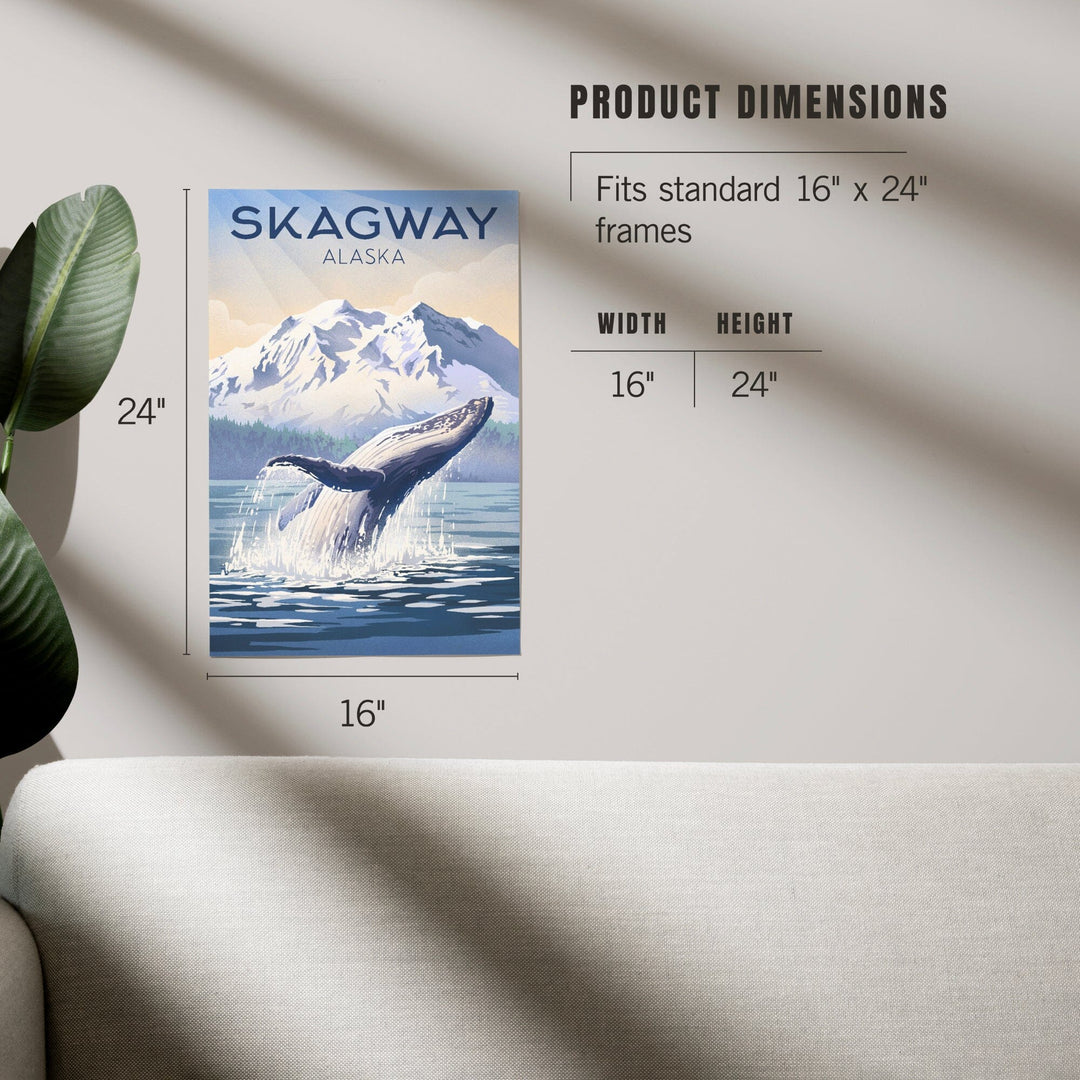 Skagway, Alaska, Lithograph, Breaching Humpback Whale, Art & Giclee Prints Art Lantern Press 