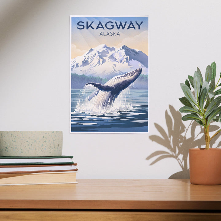 Skagway, Alaska, Lithograph, Breaching Humpback Whale, Art & Giclee Prints Art Lantern Press 