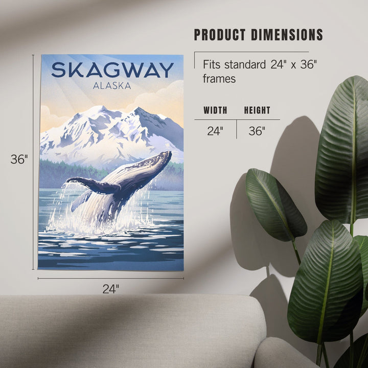 Skagway, Alaska, Lithograph, Breaching Humpback Whale, Art & Giclee Prints Art Lantern Press 