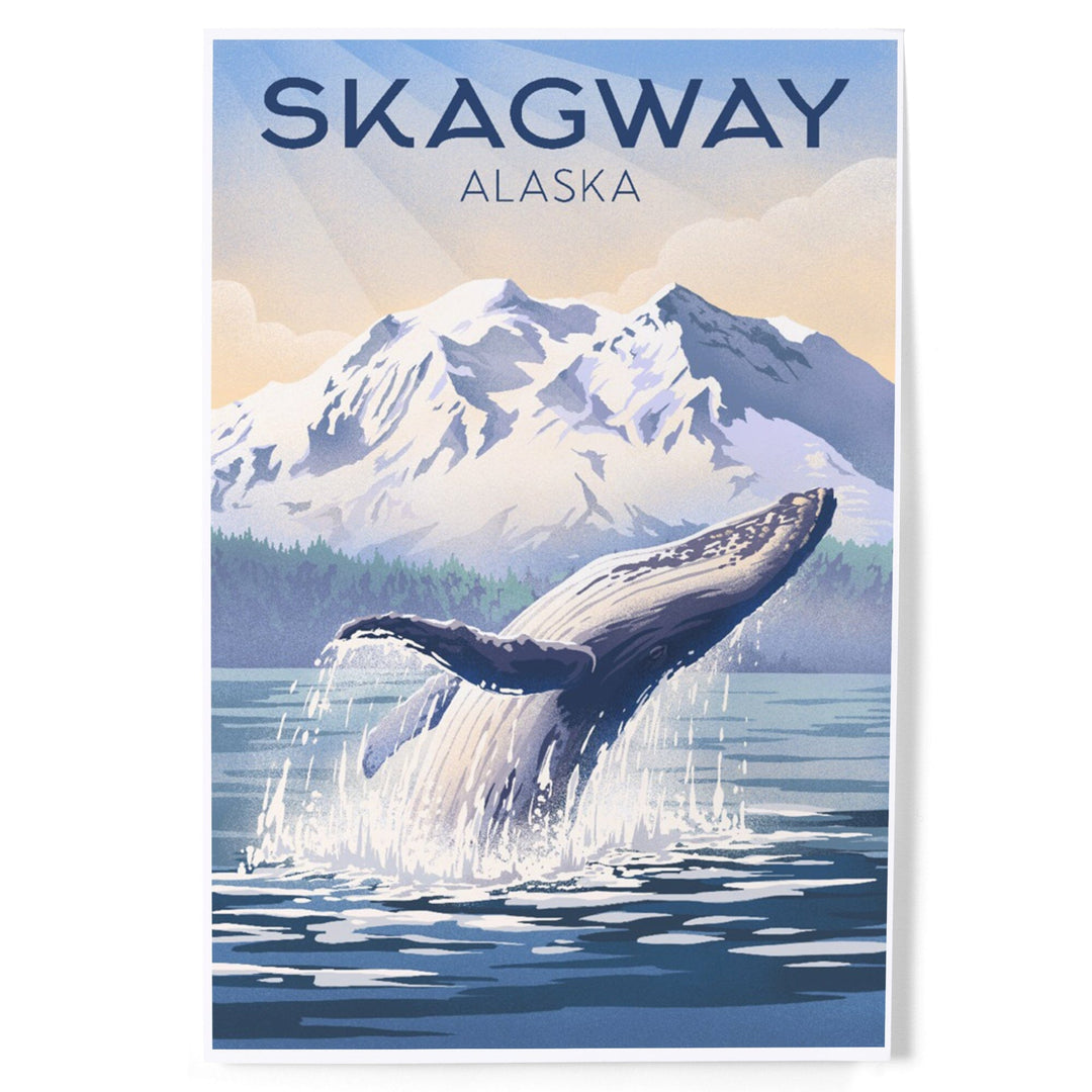 Skagway, Alaska, Lithograph, Breaching Humpback Whale, Art & Giclee Prints Art Lantern Press 