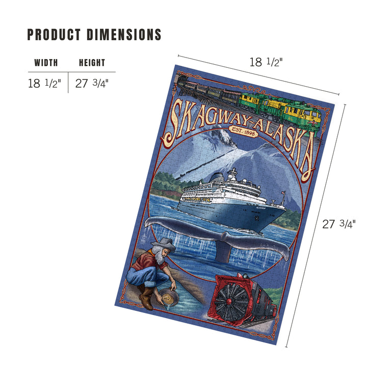 Skagway, Alaska Montage (Ship), Jigsaw Puzzle Puzzle Lantern Press 