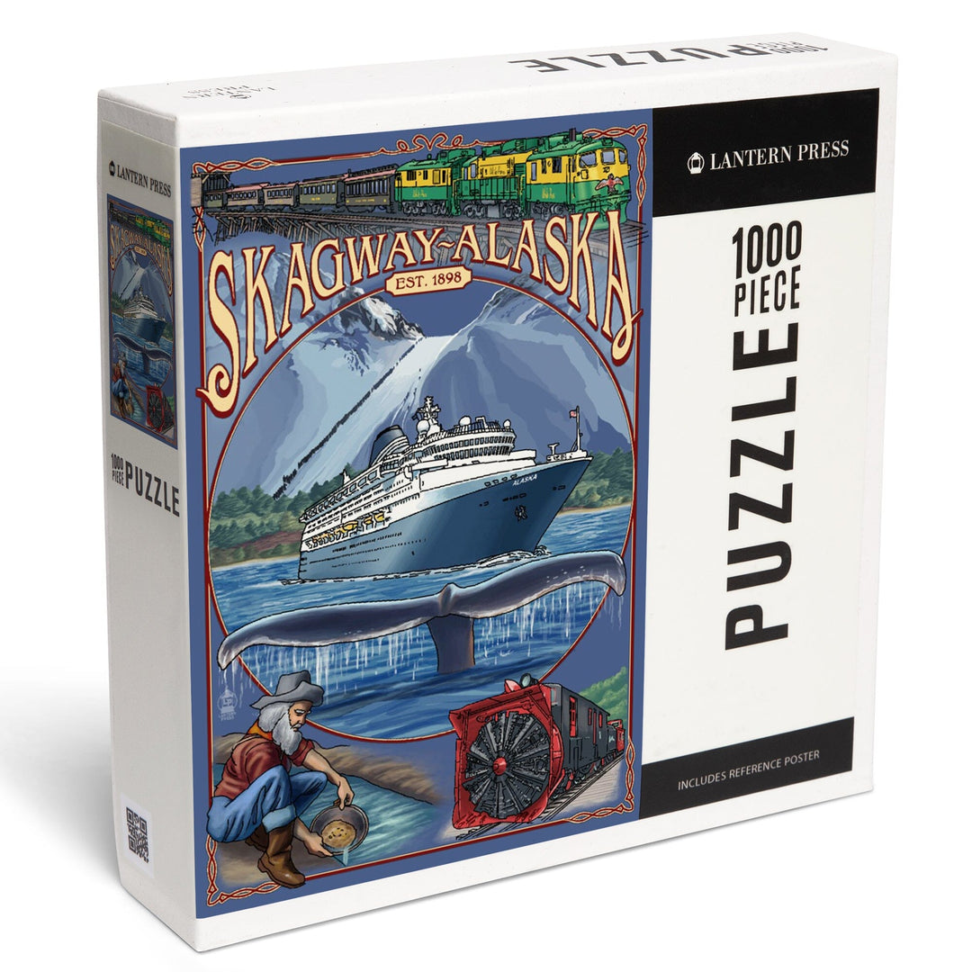 Skagway, Alaska Montage (Ship), Jigsaw Puzzle Puzzle Lantern Press 