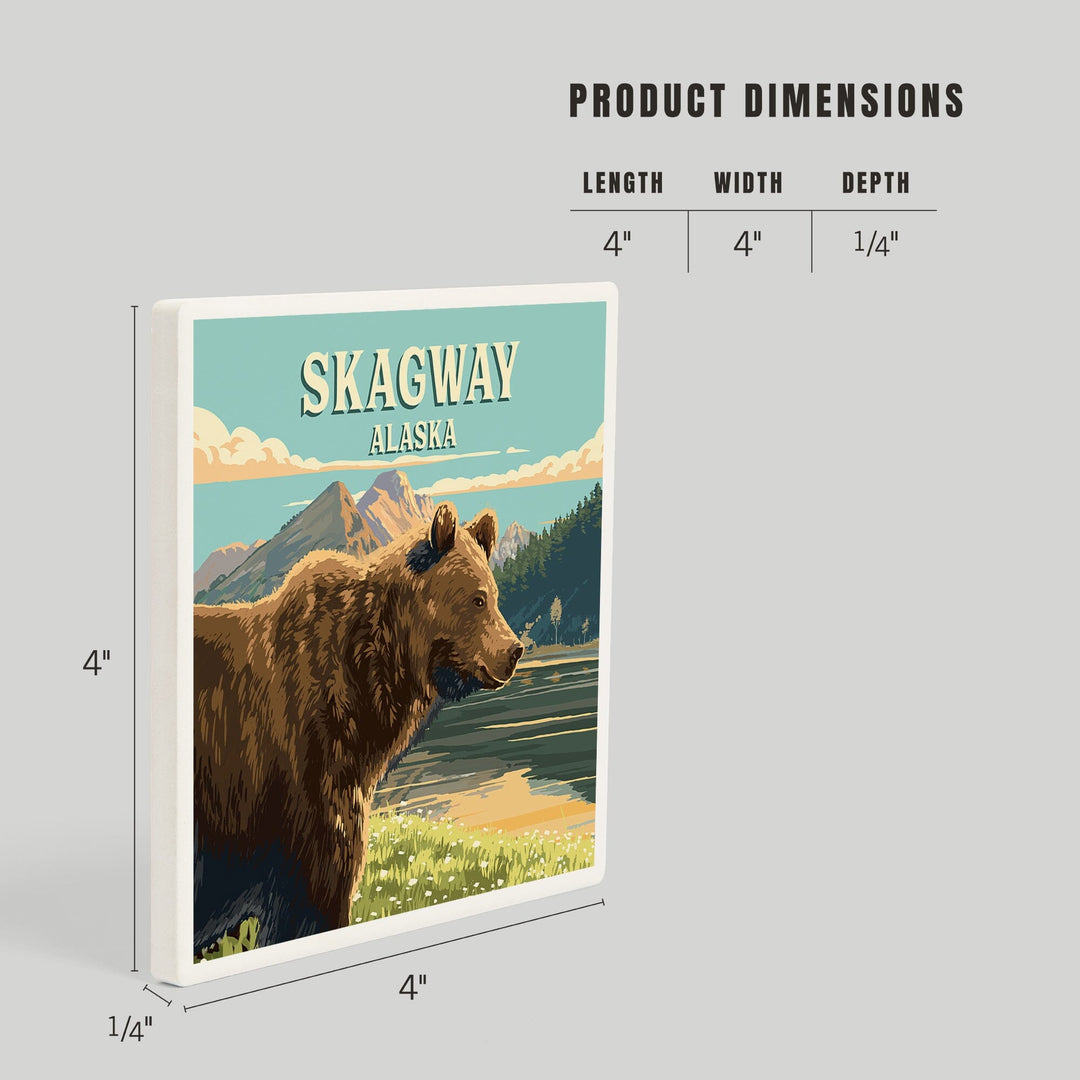 Skagway, Alaska, Painterly, Bear, Coasters Coasters Lantern Press 
