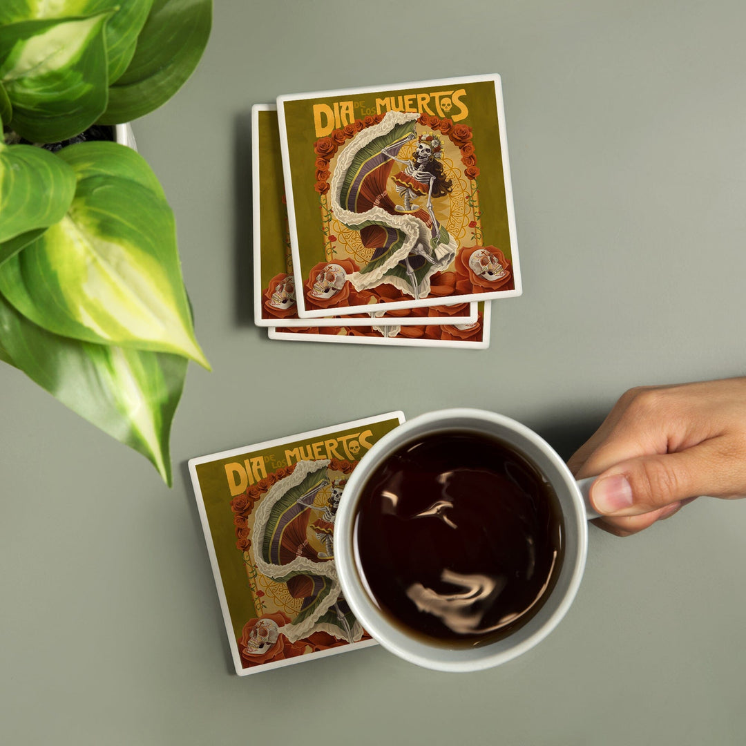 Skeleton Dancing, Day of the Dead, Coasters Coasters Lantern Press 