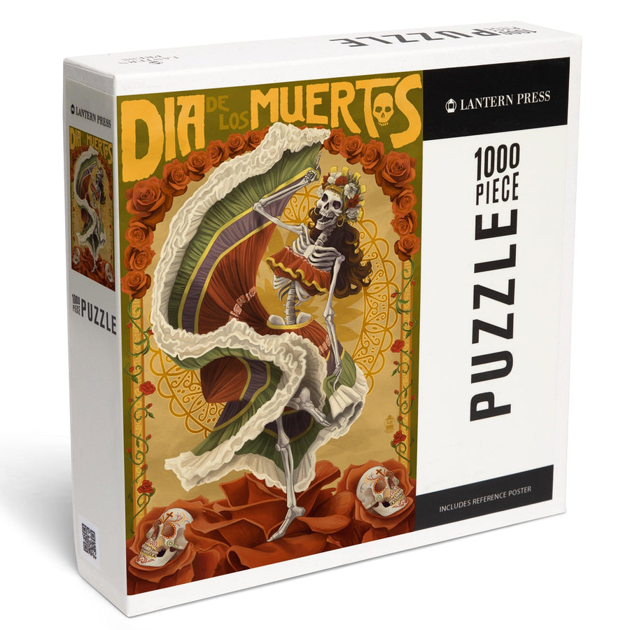 Skeleton Dancing, Day of the Dead, Jigsaw Puzzle Puzzle Lantern Press 