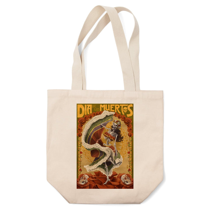 Skeleton Dancing, Day of the Dead, Tote Bag Totes Lantern Press 