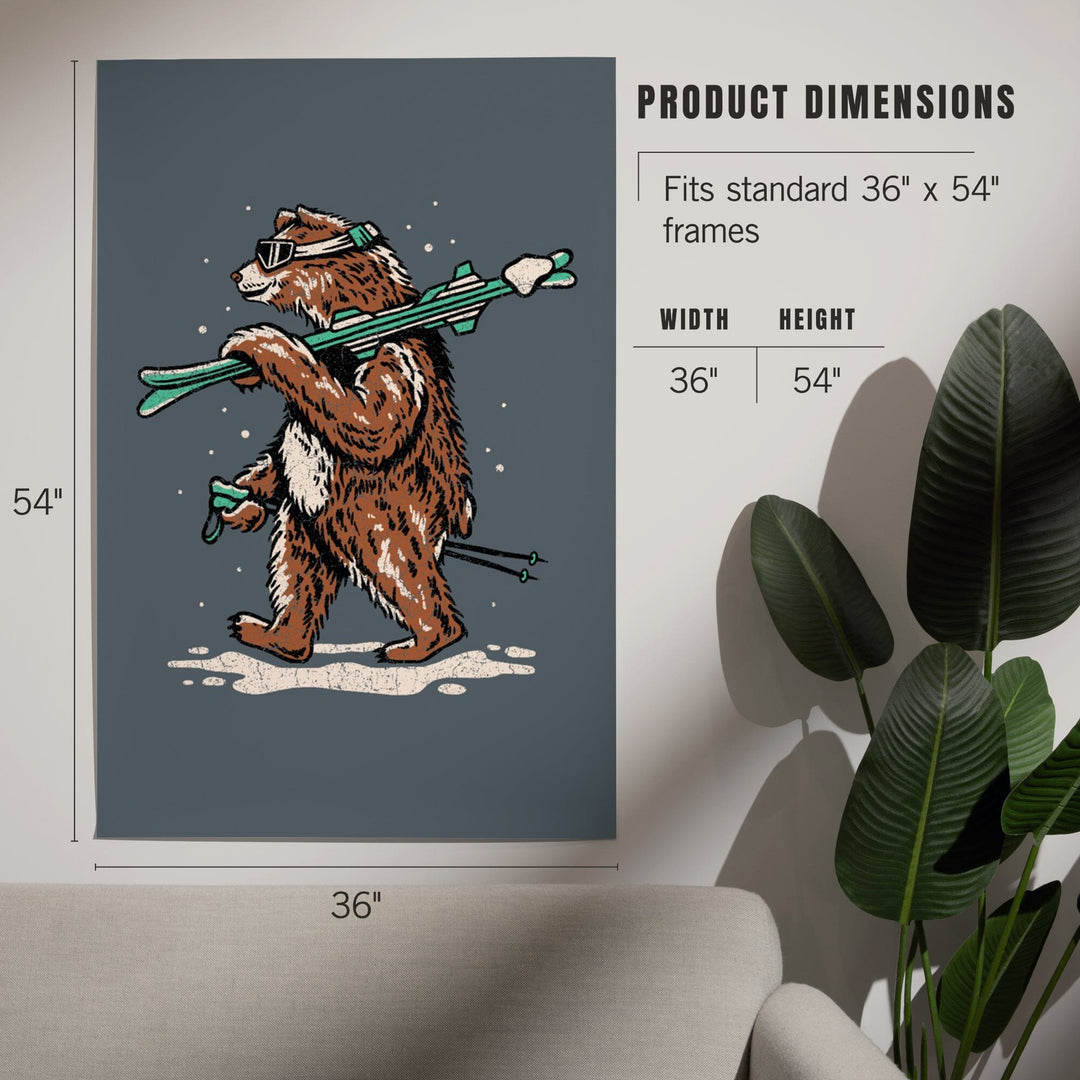 Ski Bear, Distressed Vector, Art & Giclee Prints Art Lantern Press 