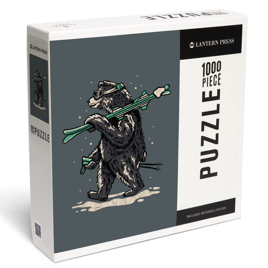 Ski Black Bear, Jigsaw Puzzle Puzzle Lantern Press 